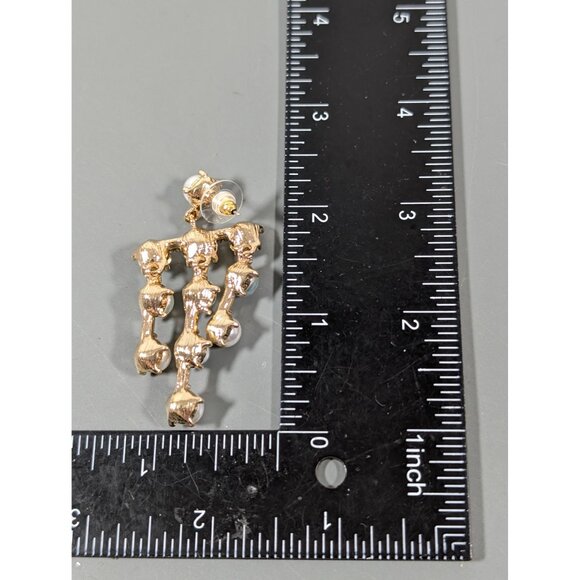 Coastal Chic Blue and White Faux Pearl Chandelier Dangle Earrings Elegant - Picture 7 of 7